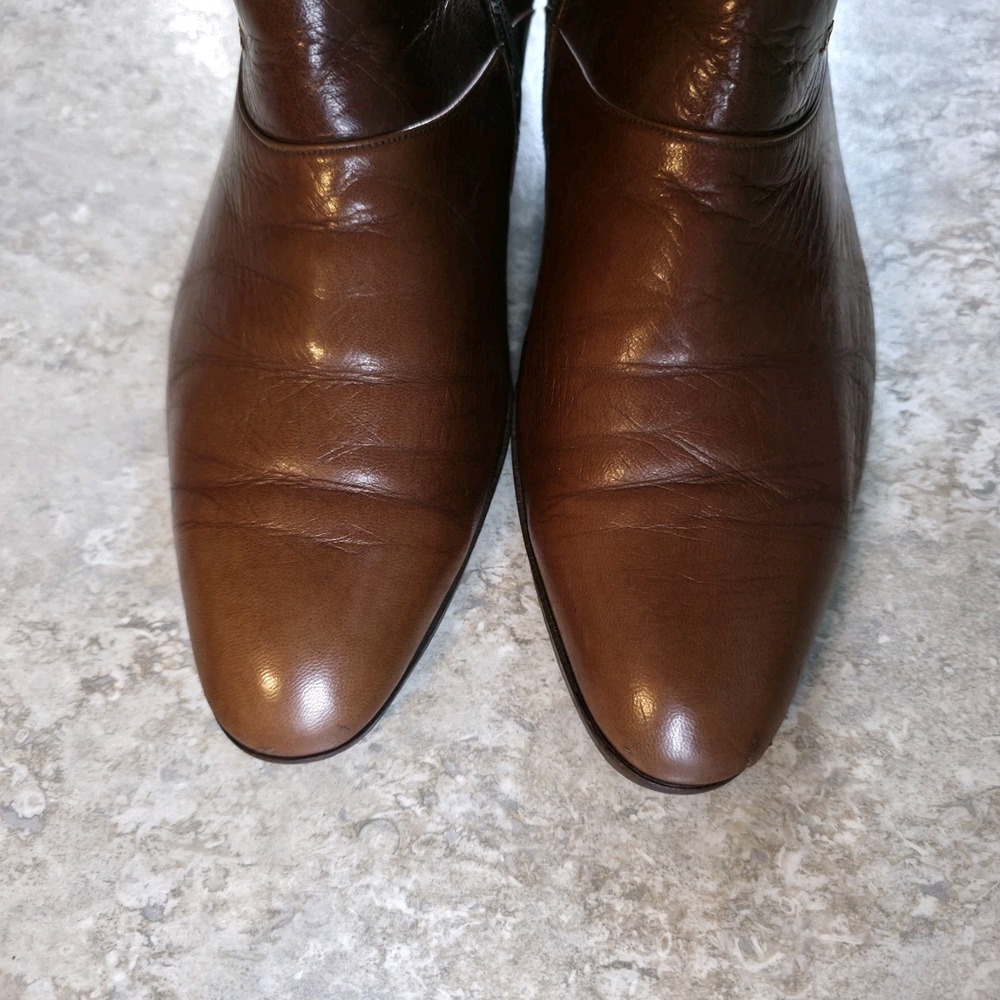 Vintage Stacy Adams Side Zip Ankle Heel Boots Brown Leather Womens Size 11 - Picture 5 of 13